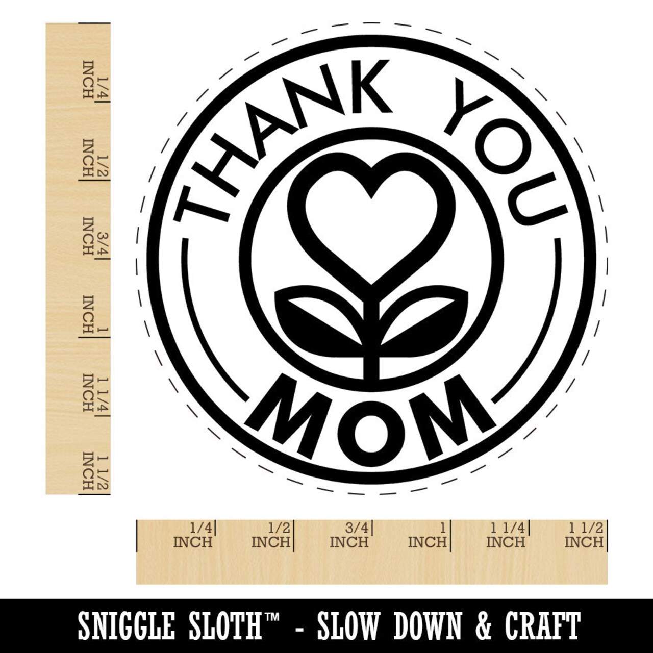 Thank You Mom Heart Flower Mother's Day Self-Inking Rubber Stamp Crafting